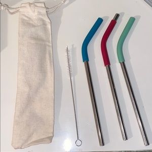 Metal straws with cleaner , bag and more